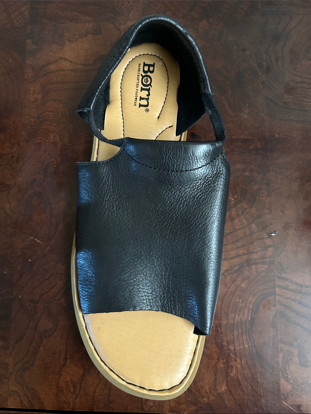 Born Black & Tan Leather Open-Toe Slide